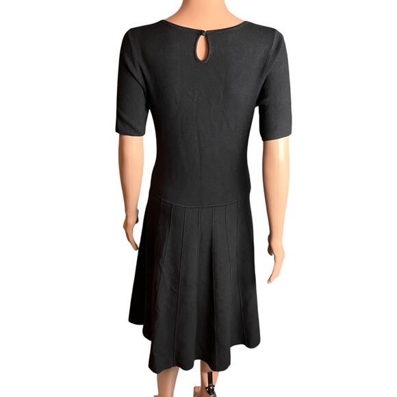 Talbots Knit Fit And Flare Midi Dress Drop Waist Rib Skirt S Preppy Minimalist - Picture 2 of 3
